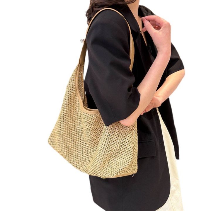 Woven%20Bag%20Women's%20Summer%20New%20Fashion%20Retro%20Tote%20Bag%20Versatile%20Large%20Capacity%20Shoulder%20Bag%20Straw%20Bag%20-%20Image%205