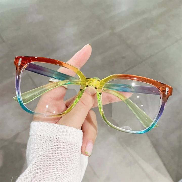 Large Frame Gradient Anti Blue Light Glasses Trendy Street Style