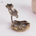 Backflow Burner, Brass Holder Statue Lotus Leaf Tray Backflow Cone Holder for Teahouse Table Decors.
