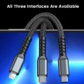 3 In 1 100W USB Type C Fast Charging Cable For iPhone Xiaomi Poco Huawei Samsung Micro USB Type C Multi Port Charging Wire.