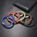 Classic Men Leather Bracelet Multicolor Stainless Steel Magnetic Button Braided Bangle Bracelet Valentine'S Day Jewelry Gifts. 