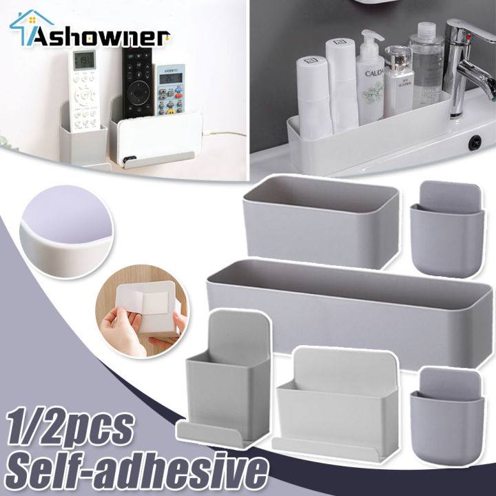 Wall Mounted Phone Holder Storage Box Strong viscosity Home office Small item storage rack kitchen accessories goods shelves