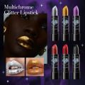 Glitter Lipstick Waterproof Long Lasting Diamond Pearlescent Metallic Lipstick Black Lipgloss Women Lips Makeup Cosmetic. 