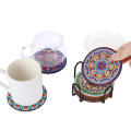 painting technique painting coasters Handmade Beginner-friendly 8 pcs set DIY mandala coasters Mandala design With holder Art craft coasters for Home decor Craft projects Gifts for art enthusiasts.
