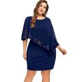 Formal Plus Size Dresses Womens Cape Sleeve Elegant Bodycon Church Dresses 2024 Sequins Chiffon Curve 4Xl 5Xl Dress Party Night.