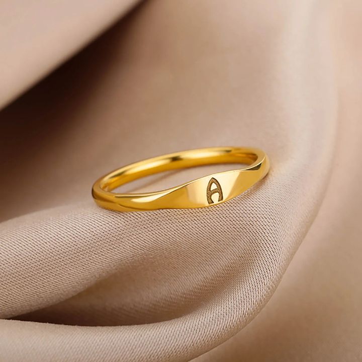 Tiny Initial Letter Rings For Women Fashion A-Z Letter Finger