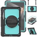 For Samsung Galaxy Tab S10 Ultra / S9 Ultra / S8 Ultra Silicone + PC Tablet Case with Shoulder Strap.