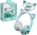CAT STN-28 Over Ear Music Headset Glowing Ear Headphones Foldable Wireless BT5.0 Earphone with Mic AUX IN TF Card MP3 Player Colorful LED Lights for PC Laptop Computer Mobile Phone.