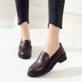 Single shoes women's 2019 spring Korean version block heel casual shoes college style small leather shoes round toe and one foot trend. 