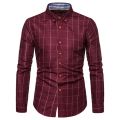 Men Shirt Plaid Print Long Sleeve Autumn Shirt Button Single-breasted Formal Top Mid Length Dress-up Men Business Shirt. 