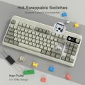 M87 PRO Retro Grey OLED Display Knob 75% TKL Tri-Mode Wireless Mechanical Keyboard Hot Swap Gamer Keyboard RGB Backlit for Win.
