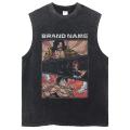 One Piece Vest Washed T-Shirt Anime Guts Graphic Tank Top Cotton Sleeveless Streetwear Loose Trend T Shirt Men's Clothing Unisex.