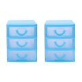 PDTYMWNG 2X Mini Translucent Drawer Type Plastic Storage Box（Blue 3 Layers）. 