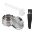 Stainless Steel Reu Coffee Filter Capsule Cup with Spoon Brush Fit for DELTA Q NDIQ7323 Coffee Maker Machine Accessory. 