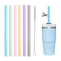 6PCS Reusable Silicone Straws with Cleaning Brush Food Grade Drinking Straw for Tumbler 20oz/30oz/40oz Water Bottle Accessories.