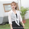 Short Cardigan All-Matching Outerwear White Coat with Skirt Small Shawl Suspender Skirt Summer Top Women's Thin. 