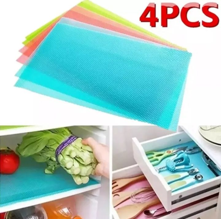 4 Pcs Washable Refrigerator Mats, Waterproof Fridge Mats, Drawer Mats