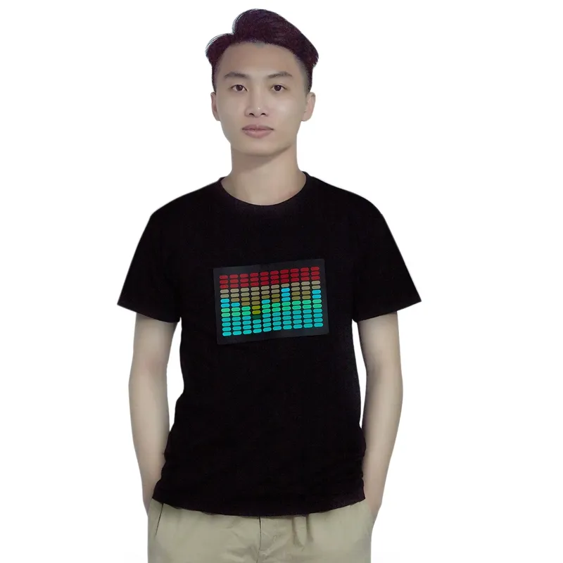 Men Sound Activated Led T Shirt Light Up Flashing Rock Disco Equalizer Short Sleeve Led T Shirt Daraz .bd