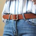 Women's PU Leather Belt Adjustable Female Waistband for Skirt Trousers Pants 100cm Camel Buckle. 