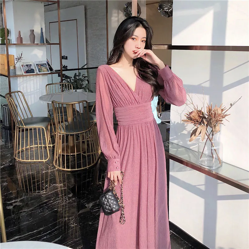 Elegant Formal Pencil Midi Dress | 2024 Korean Style Autumn Dress (CLD0046)