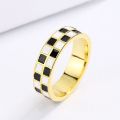 Exquisite Fashion Woman's for Ring Black and White Ring Minimalist Checkerboard Ring Handmade Enamel Party Wedding Ring.