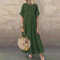 Boho Maxi Dress Vintage Print Summer Half Sleeve Loose Dress Casual Plus Size Female Long Dress Big Swing Dresses Robe Vestidos.