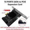 2X 10 Port SATA 3.0 to PCIe X1 Expansion Card PCI Express SATA Adapter SATA3 6G Converter with Heatsink for Windows. 