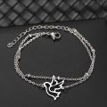 【TianYu Mall】Steel Bracelets Korean Cute Bird Homing Pigeon Multi-layer Chain Charms Bracelet For Women Jewelry Gifts.