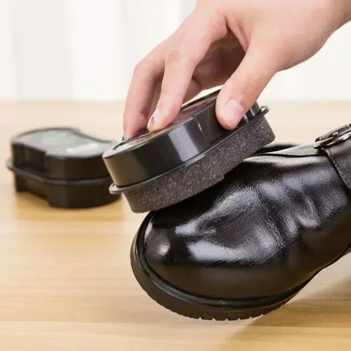 1pc Quick Polish Double-sided Leather Shoe Brush Polish Brush Shoe Maintenance Brightening Cleaning Duster Sponge Wipe Colorless