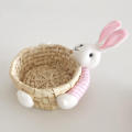 Durable Cartoon Storage Basket Eco-friendly Woven Multi-purpose Hand Woven Basket Handmade Cartoon design Bear/Rabbit braid Basket for Home decorations Nursery organization storage Laundry room. 