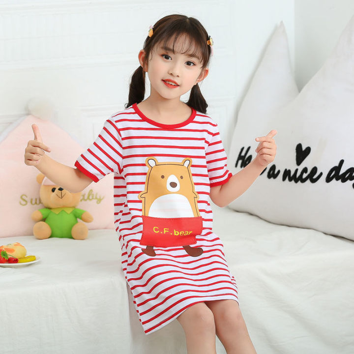 Girls'%20Nightdress%20Children's%20Summer%20Clothing%20Short-Sleeved%20Cotton%20Dress%20Little%20Girl%20Thin%20Pajamas%20Princess%20Children's%20Loungewear%20-%20Image%207