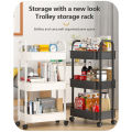 Double Armrest Plastic Trolley Storage Rack Baby Products Snack Storage Rack Kitchen Floor-standing Multi-layer Storage Rack Fayshow. 