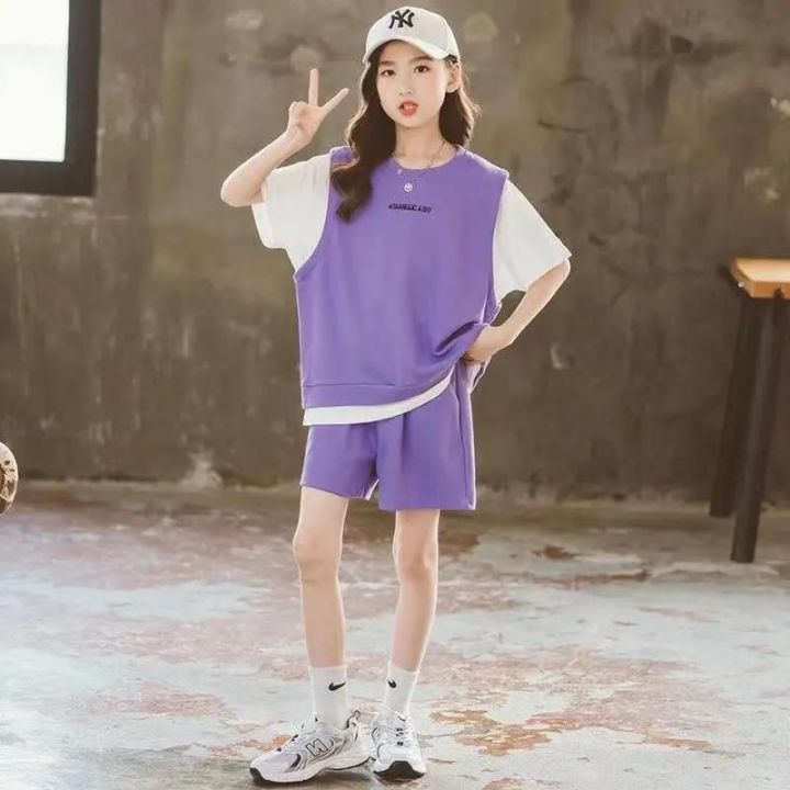 Girls%20New%20Summer%20Loose%20Thin%20Ventilate%202PCS%20Short%20Sleeve%20Tee+Pants%20Suits%20Korean%20Style%205%2014%20Years%20Teeange%20Girls%20Casual%20Clothes%20Set%20-%20Image%205
