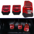 3Pcs Red Car Foot Treadle Cover Pad Car Pedal Cover Set Auto Vehicle Non-slip Pedal Car-styling Manual Transmission Aluminium Alloy. 