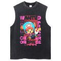 One Piece TShirt Vest Washed T Shirt Anime Oversize Vest Streetwear T-shirt Vintage Cotton Tank Top Summer Men Women Sleeveless. 