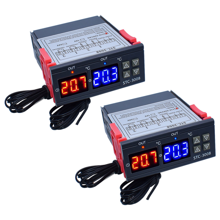2X Dual Digital -3008 Temperature Controller Two Relay Output ...