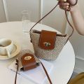 Mini Weave Straw Bag Bucket Bag for Women's Travel Vacation Beach Shoulder Bag Small Crossbody Bag Cute Sweet Style Handbag.
