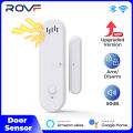 ROVF Tuya Smart WiFi Door Window Sensor Detectors Sound And Light Alarm Timing Work for Alexa Google Home Smart life APP.