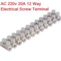 20Amp 12 Way Electrical Cables Joint Terminals AC 220V 20A 12 Point Screws Terminal Connector PVC Plastic Barrier Block Strip For Cables Wire Joining.