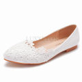 Summer Ballet Flats White Lace Bride Wedding Shoes Flat Low Heel Casual Without Heels Women Dress Pumps Sweet Women shoe.