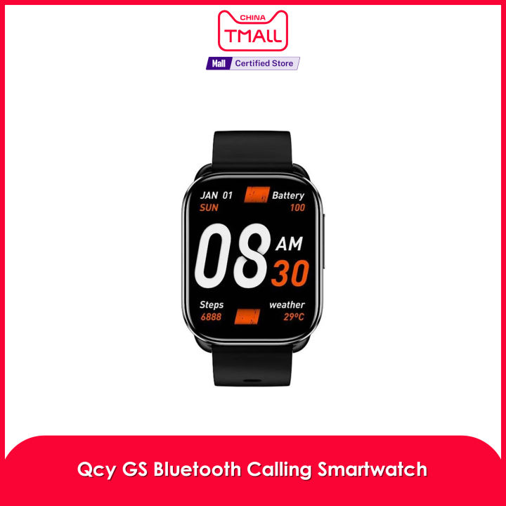 QCY GS Smart Watch 2.02 inch HD 60Hz Display Bluetooth Calling IPX8 Waterproof 24 Hours Heart Rate Monitor SPO2 Sensor 100+ Sports Modes Smartwatch