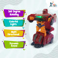 Battery Operated Light & Music 360 Degree Rotating Transformer Robot Car TOY.