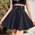 Women's Basic Versatile Flared Casual Mini Skater Skirt High Waisted School Skirt Goth Skirt Punk Skirt Black Skirt Harajuku.