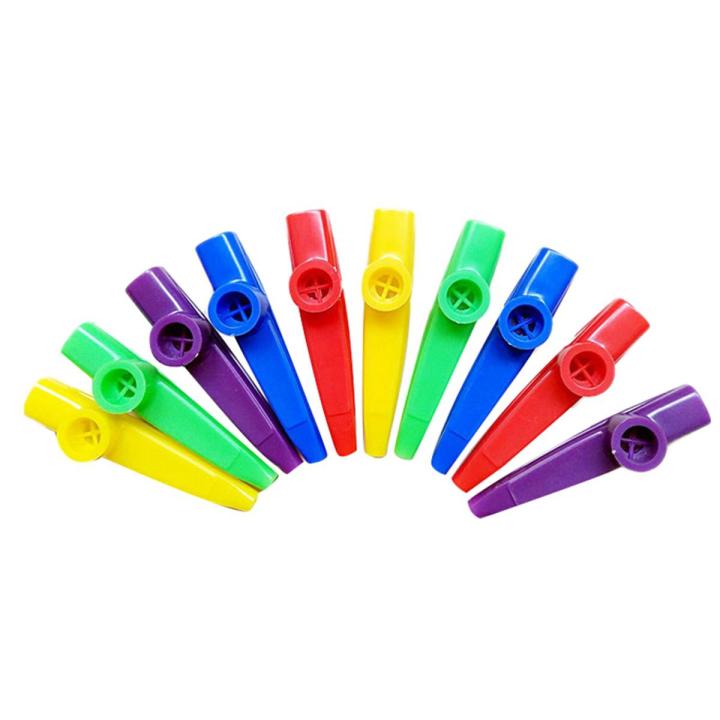 Plastic Kazoos Musical Instents with Kazoo Flute Diaphragms for Gift, Prize and Party Favors 5 Colors (10 Pieces)