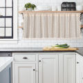 Kitchen Cafe Short Curtains Linen Hollow Boho Farmhouse Style Half Curtain For Cabinet Window. 
