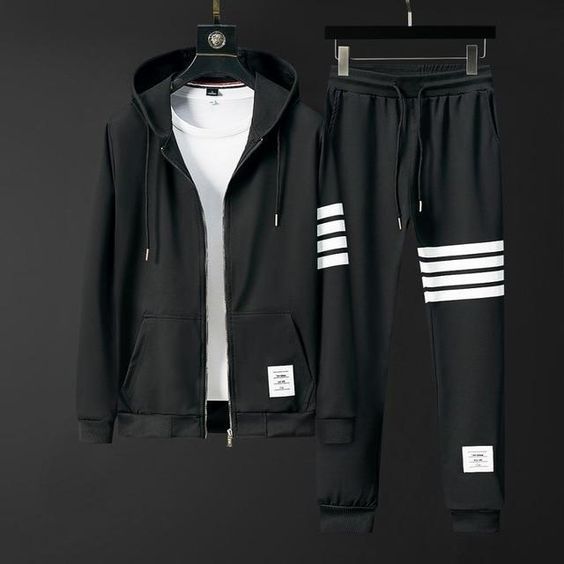 Black color Hoodie with trouser Set For Men