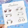Simple Design One Week Earring Sets Ear Studs for Women Girls. 