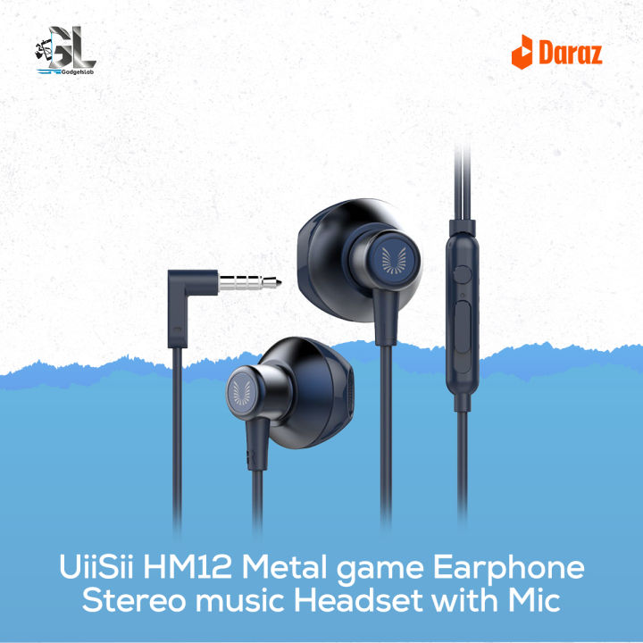 UiiSii HM12 Metal game Earphone Stereo music Noise reduction Headset with Mic 3.5mm-Pouch - Headphone - Ear Phone - Earphone