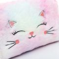 Cartoon Plush Cat Cosmetic Bag Women Colorful Makeup Pouch Portable Toiletry Bag Travel Organizer Female Beauty Case.