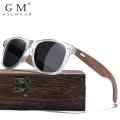 GM Brand Transparent Color Frames Sunglasses Men Women's Polarized Delicate Fashion Handmade Wood Sunglasses With Box. 